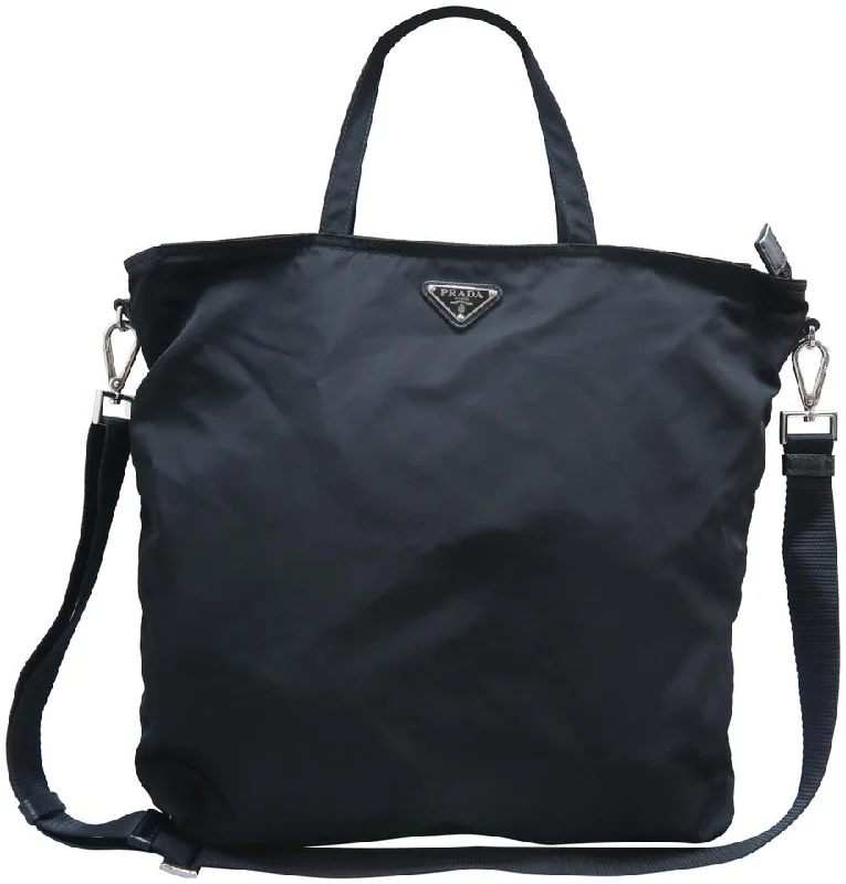 Ladies Prada Galleria bags with a textured leather surface for a more tactile lookPrada Shopping Tote Vela Black Nylon Satchel