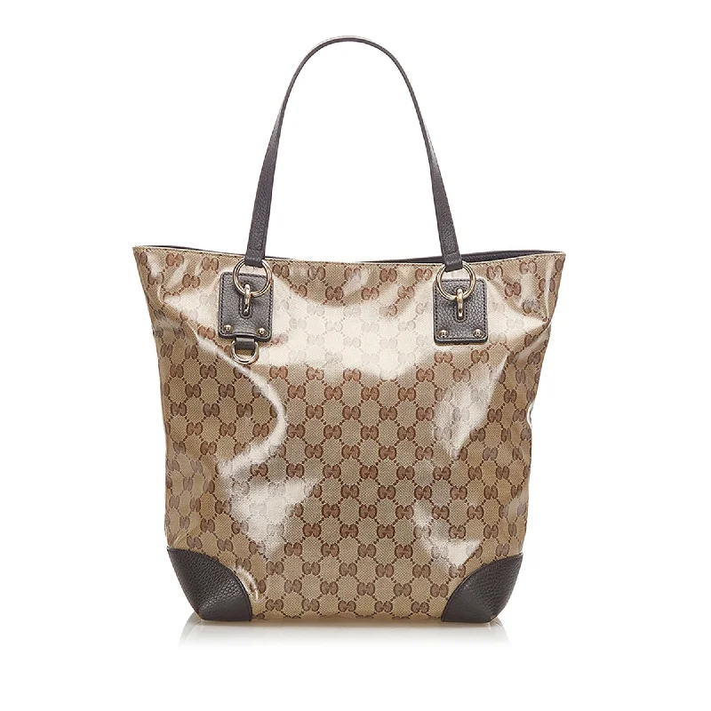 Women Gucci bags with a front - zip pocket for small itemsGucci GG Crystal Tote Bag (SHG-18060)