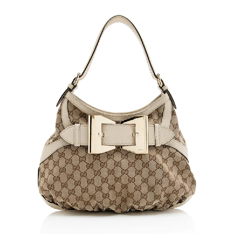 Women Gucci Sylvie bags with a crystal - embellished web stripeGucci GG Canvas Queen Medium Hobo