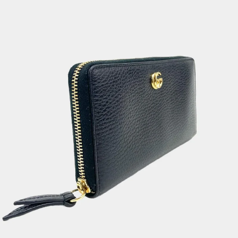 Gucci Marmont bags for women with gold - toned hardwareGUCCI GG Zip-Around Leather Wallet - Black