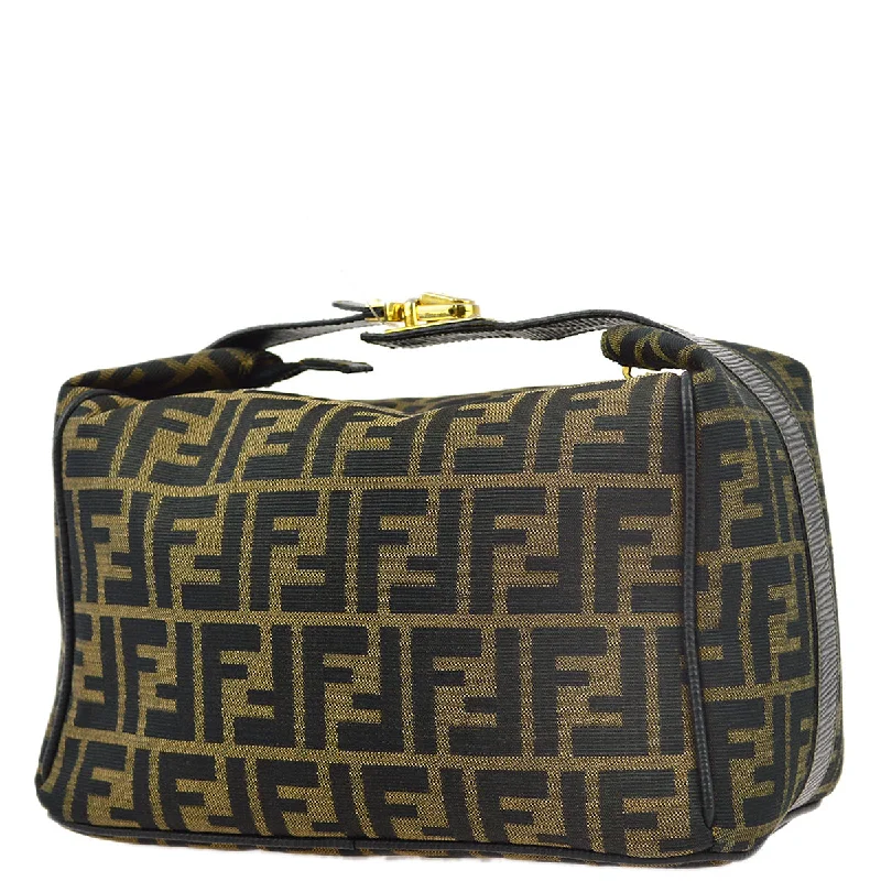 Fendi By The Way bags with a laser - cut leather detail for a modern and intricate lookFendi Brown Zucca Handbag Pouch