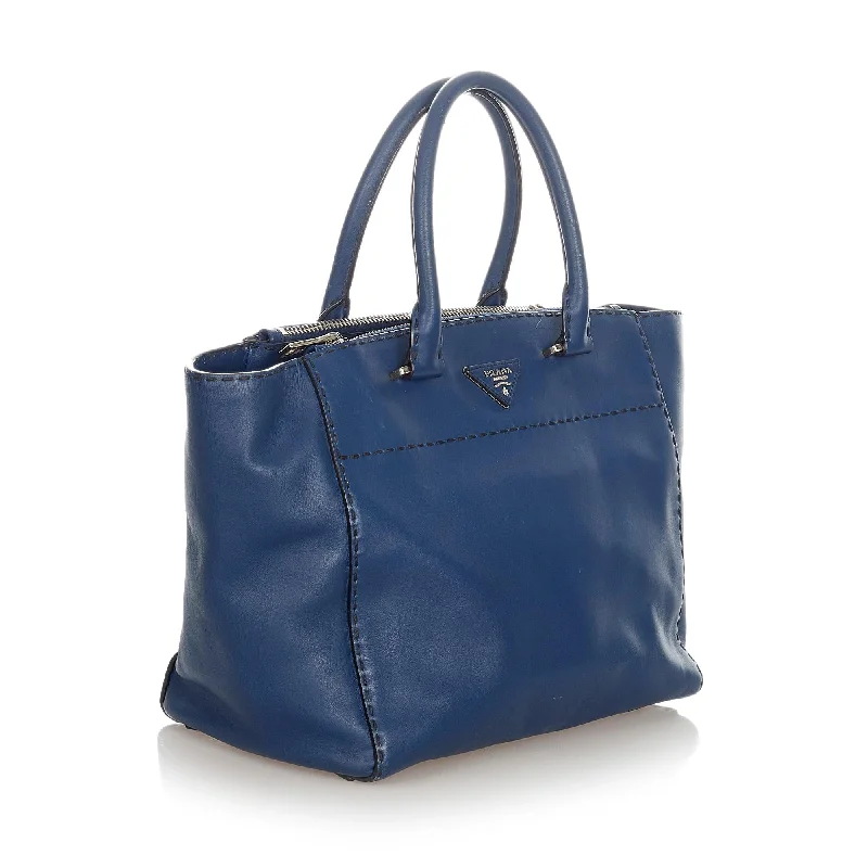 Prada tote bags with a spacious interior and a magnetic - snap closurePrada Caflskin Stitched Tote Bag 31935