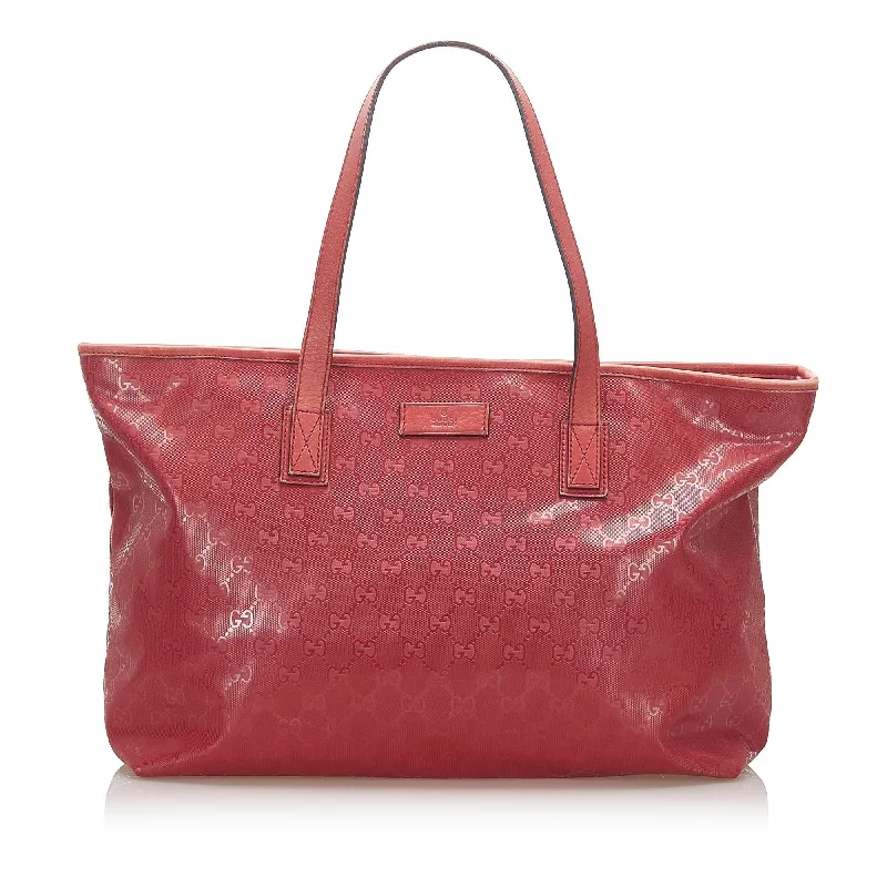 Women Gucci Sylvie bags featuring the signature web stripeGucci GG Imprime Tote Bag (SHG-17779)