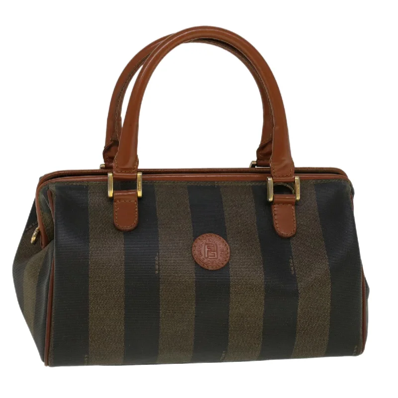 Fendi bags with a Bluetooth - enabled key finder for never losing keys againFENDI Pecan Canvas Boston Bag Brown Black  57230