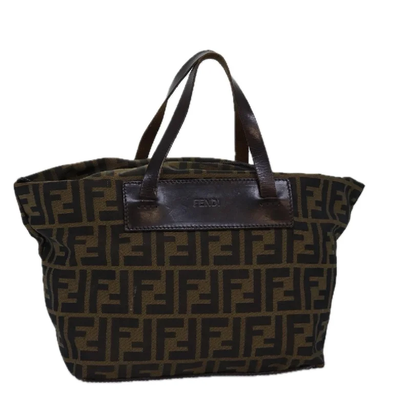 Fendi bags with a leather - bound notebook insert for jotting down notesFENDI Zucca Canvas Hand Bag Black Brown  ep4489