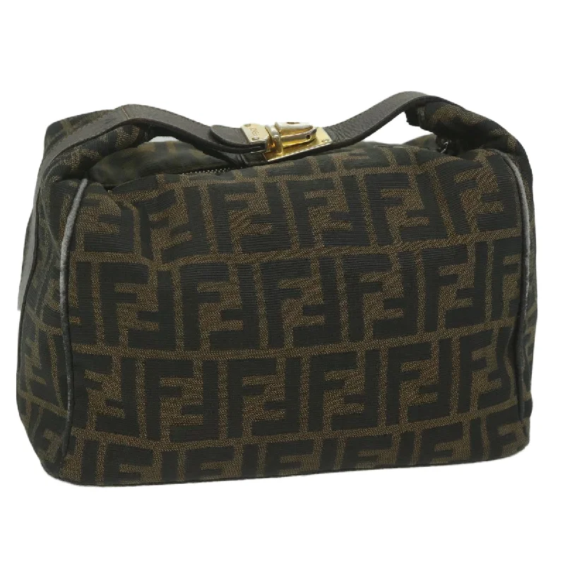 Fendi By The Way bags with a detachable pouch for separating small itemsFENDI Zucca Canvas Hand Bag Black Brown  bs10753