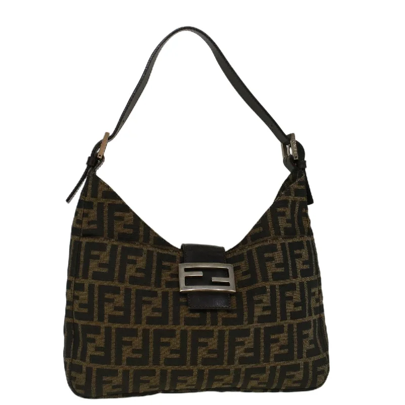 Ladies Fendi Baguette bags with a star - shaped charm for a playful and trendy touchFENDI Zucca Canvas Mamma Baguette Hand Bag Brown  fm2916