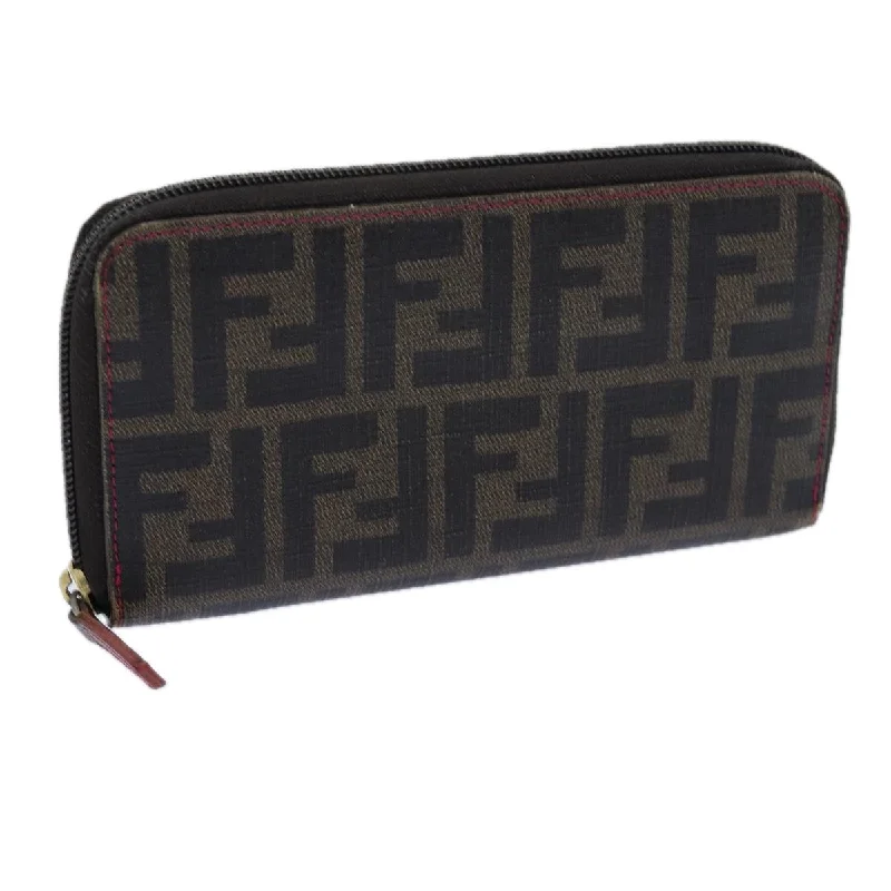 Ladies Fendi crossbody bags with a single - strap design for simplicity and ease of useFENDI Zucca Canvas Long Wallet Black Brown  yk11843