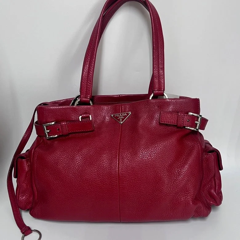 Prada Cahier bags featuring the signature triangular logo plaquePrada Red Leather Shoulder Bag