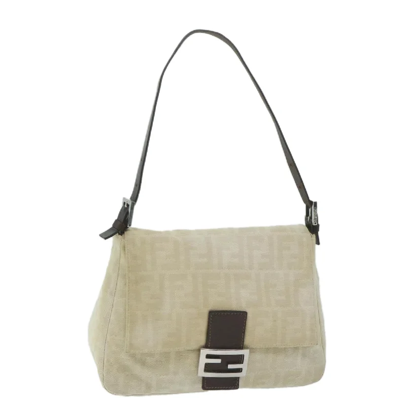 Fendi bags with a magnetic - closure card holder inside for easy access to cardsFENDI Zucca Canvas Mamma Baguette Shoulder Bag Beige  64596