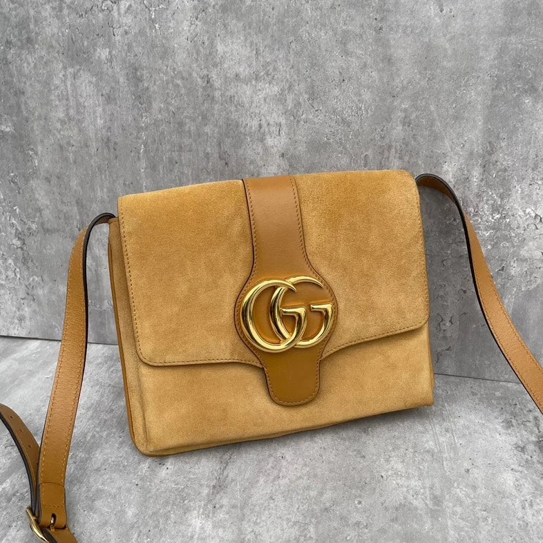 Ladies Gucci shoulder bags with a single - handle designGucci Arli Suede Camel Crossbody Bag Small