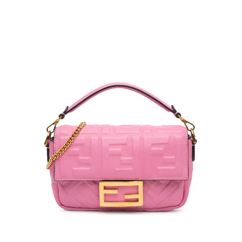 Balenciaga Track Bag large size with detachable backpack strapsPink Fendi Mini Zucca Embossed Baguette Satchel