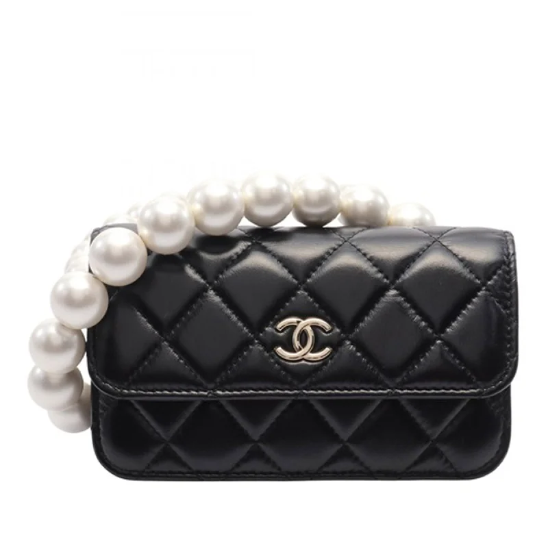 Chanel Colorful Handbag for Spring OutfitsBlack Chanel Quilted Calfskin Maxi Pearls Clutch With Chain Crossbody Bag