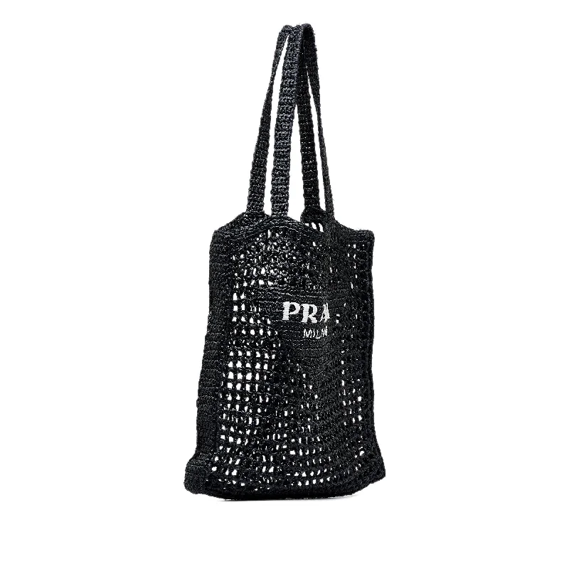 Ladies Prada Galleria bags with a detachable shoulder strapPrada Raffia Logo Tote (SHG-oEPZ2T)