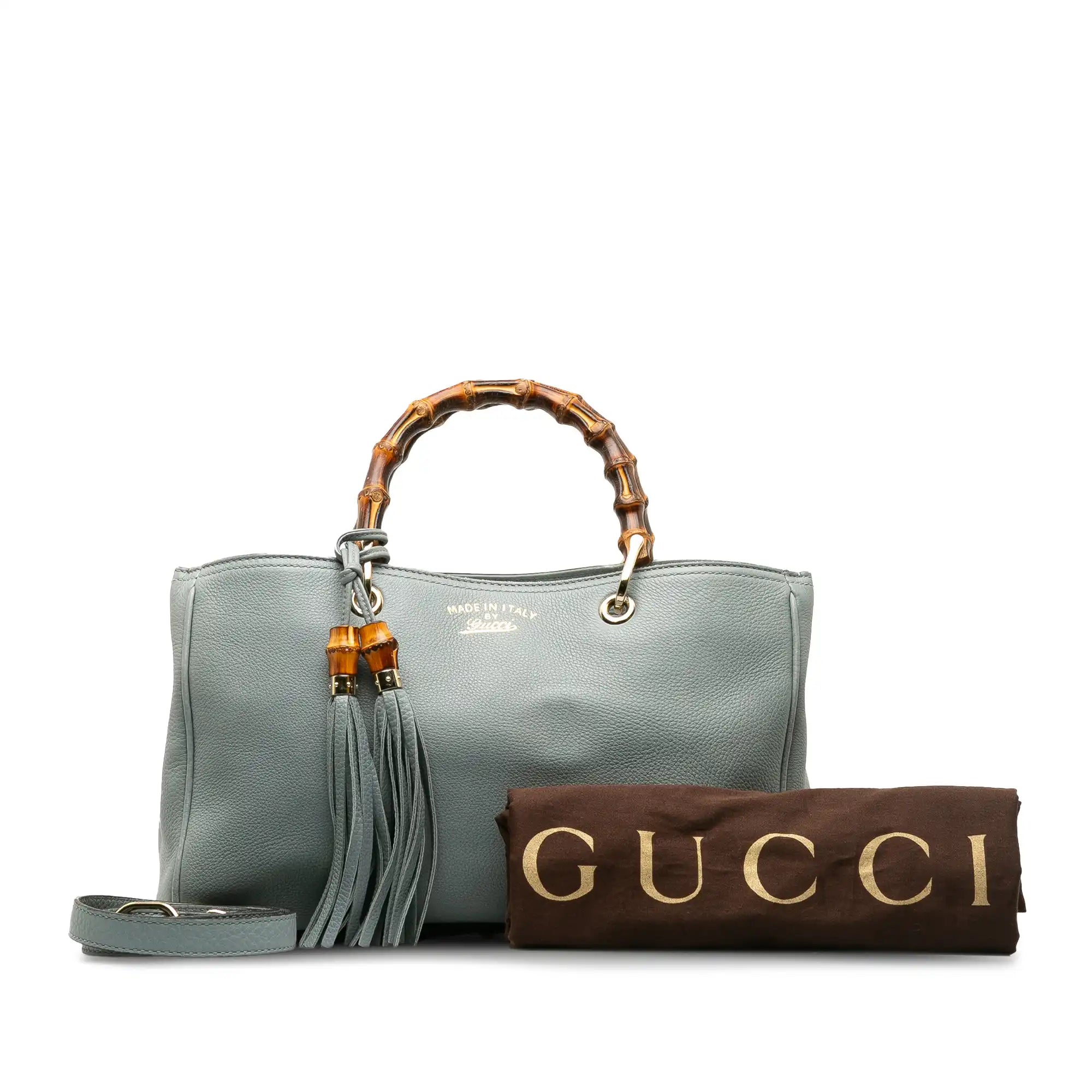 Ladies Gucci Dionysus bags with a star - shaped charmGucci Bamboo Shopper Medium Blue Leather