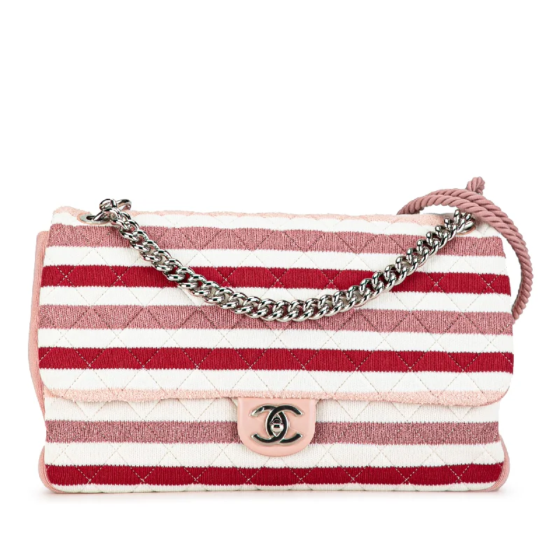 Chanel Small Crossbody Bag for TravelRed Chanel Maxi Stripe Jersey Felt and Rope Flap Satchel