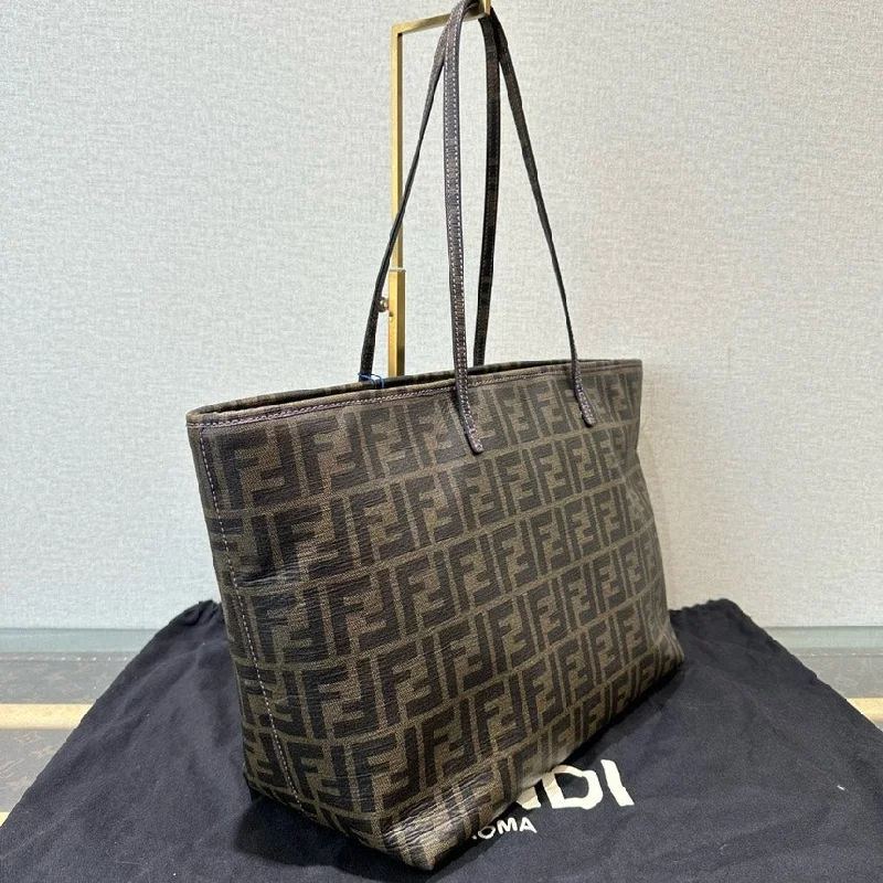 Ladies Fendi Peekaboo bags with a detachable shoulder strap for different carrying optionsFendi Zucca Brown Canvas Tote Bag Large