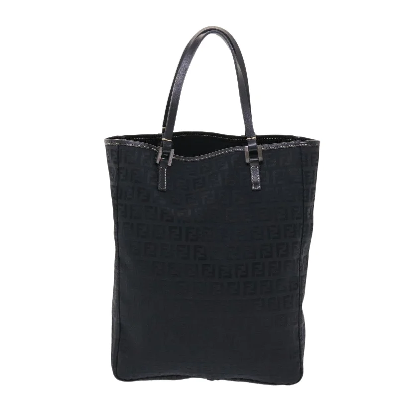 Fendi By The Way bags with a detachable pouch for separating small itemsFENDI Zucchino Canvas Tote Bag Black  ar9954