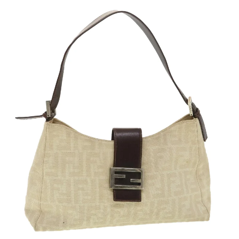 Fendi tote bags with a solar - powered charging panel for eco - friendly chargingFENDI Zucca Canvas Mamma Baguette Shoulder Bag Beige  rd4393