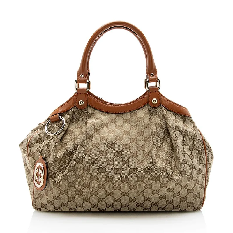 Gucci Marmont bags for women with gold - toned hardwareGucci GG Canvas Sukey Medium Tote - FINAL SALE (SHF-14353)