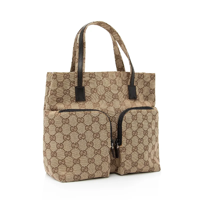 Women Gucci Sylvie bags featuring the signature web stripeGucci GG Canvas Double Pocket Tote (SHF-23270)