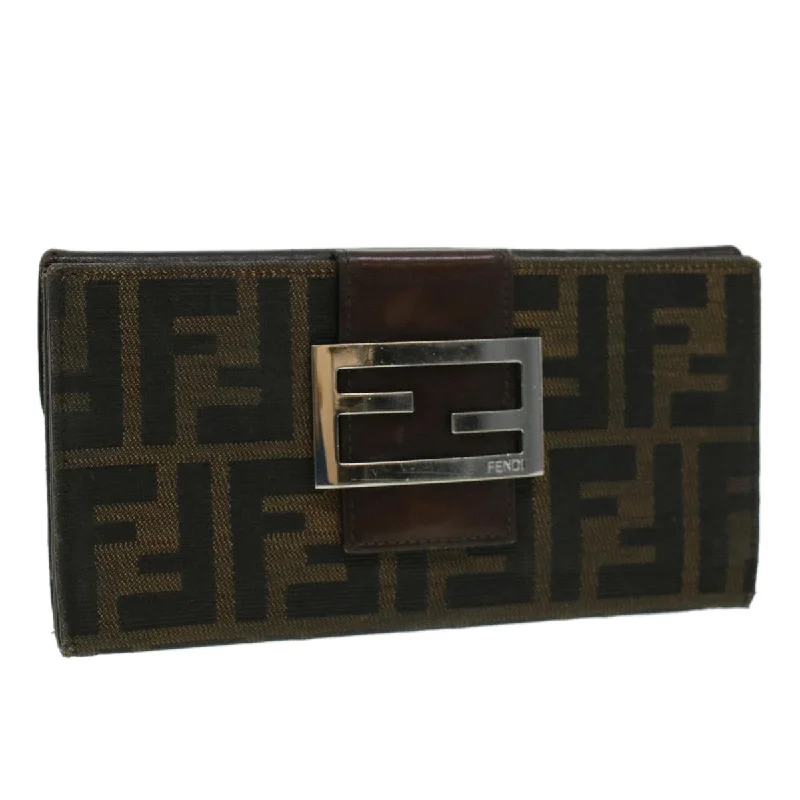 Fendi Sunshine Shopper bags with a contrast - stitched handle for a unique and stylish lookFENDI Zucca Canvas Long Wallet Brown Black  ac1385