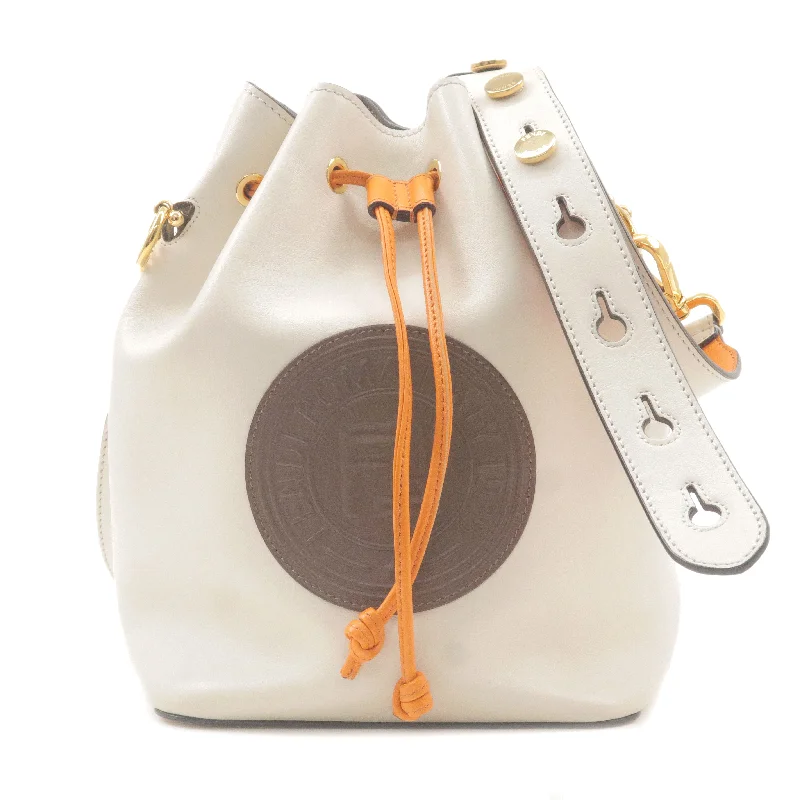 Ladies Fendi crossbody bags with a single - strap design for simplicity and ease of useFENDI Montresor Leather Shoulder Bag Ivory Orange Brown 8BT298