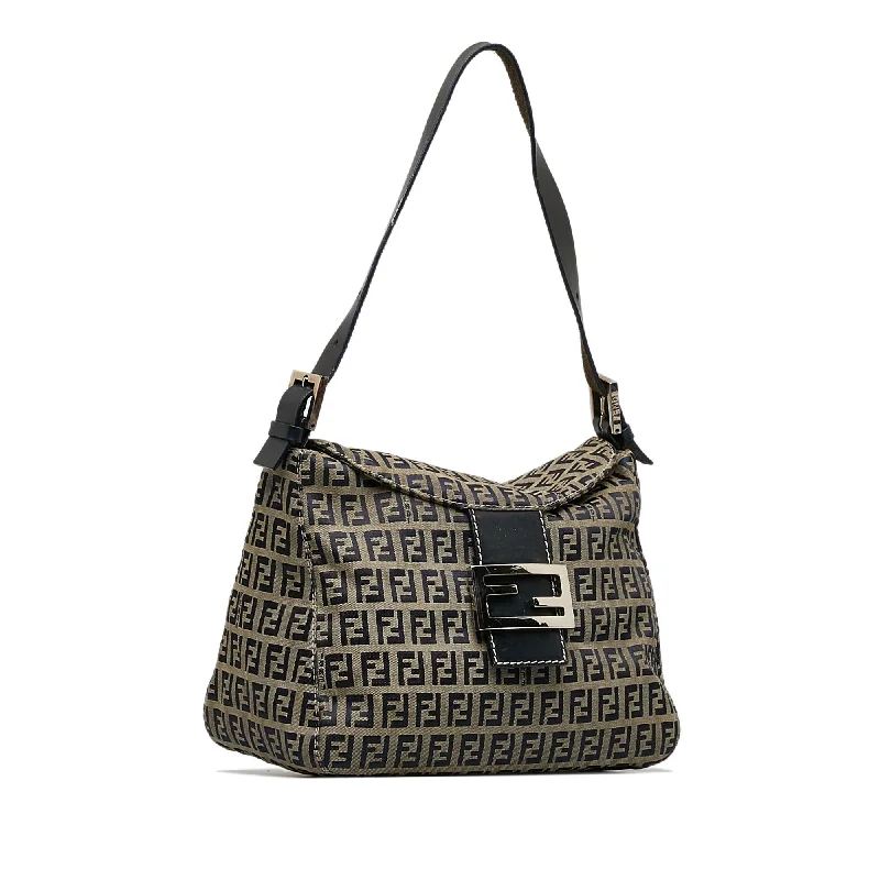 Fendi bags with a touch - screen - friendly pocket for using devices without taking them outFendi Zucchino Canvas Double Flap Shoulder Bag (SHG-WJNWvP)