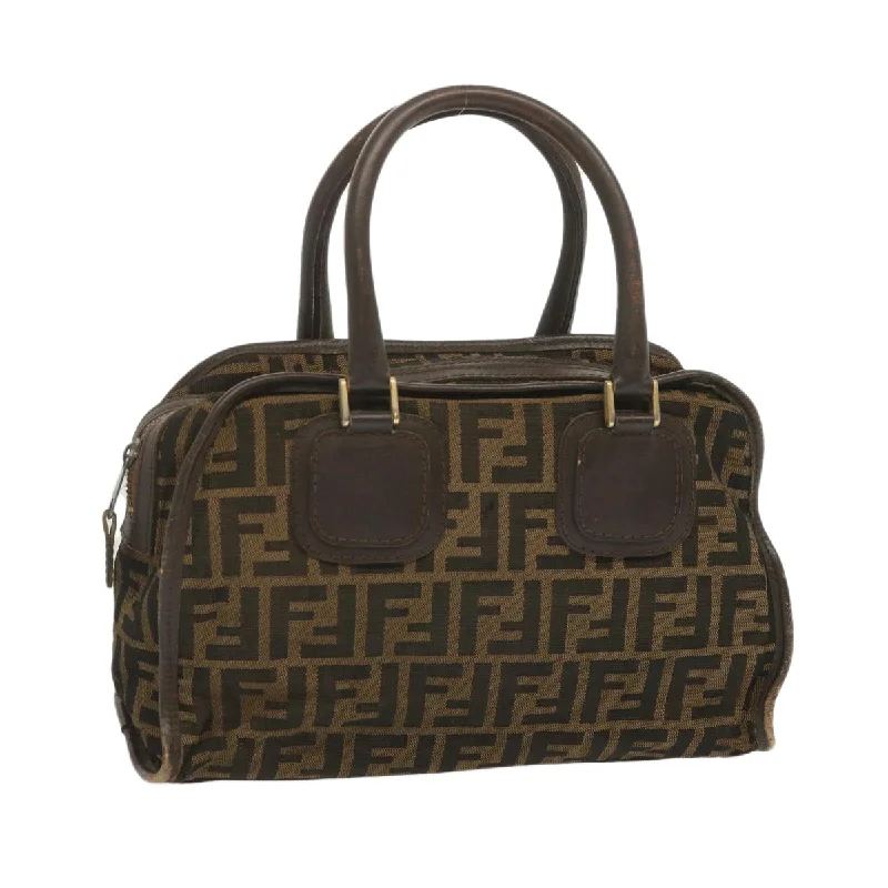 Fendi crossbody bags with a printed floral pattern for a feminine and romantic touchFENDI Zucca Canvas Hand Bag Black Brown  68378