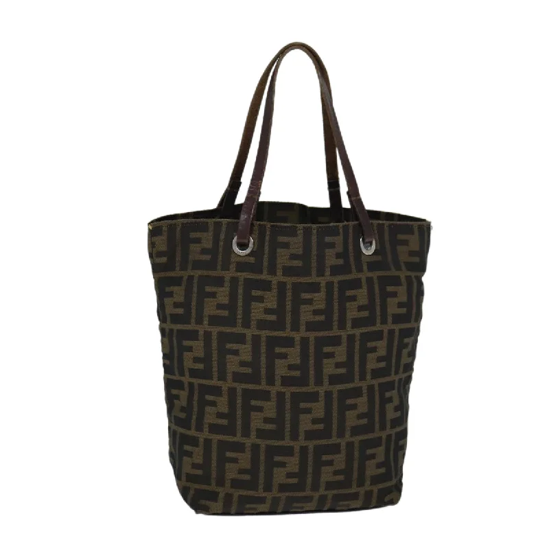 Ladies Fendi Peekaboo bags with a textured leather surface for a more tactile and luxurious feelFENDI Zucca Canvas Hand Bag Black Brown  ep4416