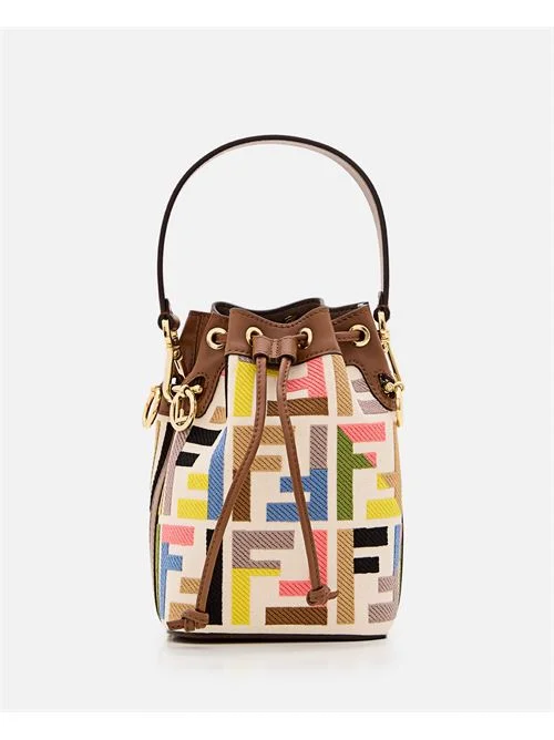 Fendi bags with a voice - activated pocket opener for a high - tech convenienceFendi Women Mini Mon Tresor Embroidered Canvas Bucket Bag