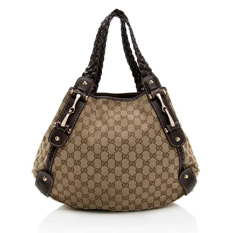 Women Gucci Sylvie bags with a crystal - embellished web stripeGucci GG Canvas Pelham Medium Shoulder Bag