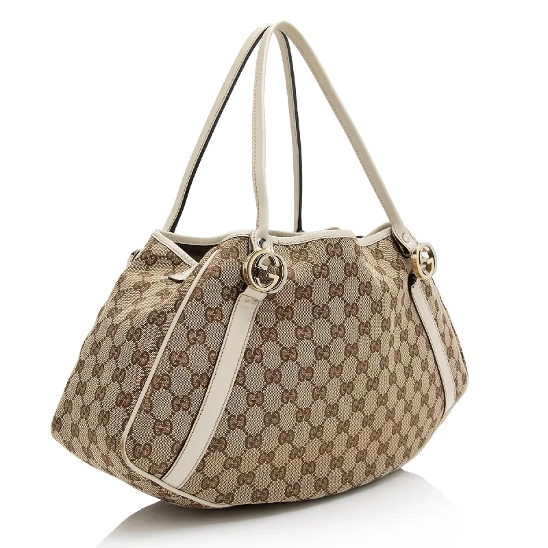 Ladies Gucci shoulder bags with a single - handle designGucci GG Canvas Twins Medium Tote (SHF-23269)