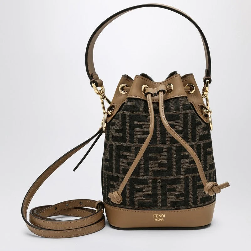 Fendi tote bags with a solar - powered charging panel for eco - friendly chargingFendi Mon Tresor Minibag In Ff Brown Fabric Women