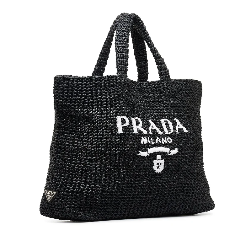 Prada tote bags with a water - resistant coating for outdoor activitiesPrada Raffia Logo Tote (SHG-kkTgsm)