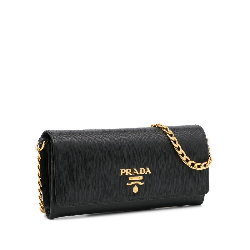 Prada bags with a front - flap pocket for quick access to essentialsPrada Saffiano Wallet On Chain (SHG-h4BuJp)