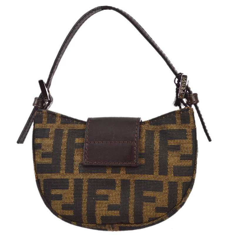 Fendi handbags with a metallic - finish FF logo for a bold and glamorous lookFendi Brown Zucca Micro Handbag