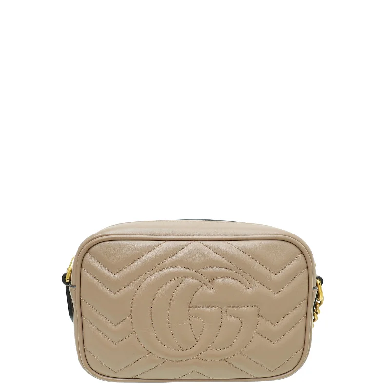 Women Gucci Sylvie bags with a leather - wrapped handleGucci Dusty Pink GG Marmont Matelassé Mini Camera Bag