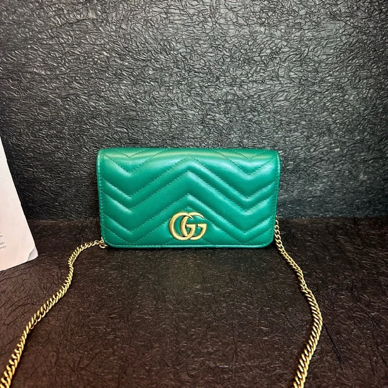 Women Gucci crossbody bags with a keychain holderGucci Bamboo Green Small WOC Chain Bag 18cm