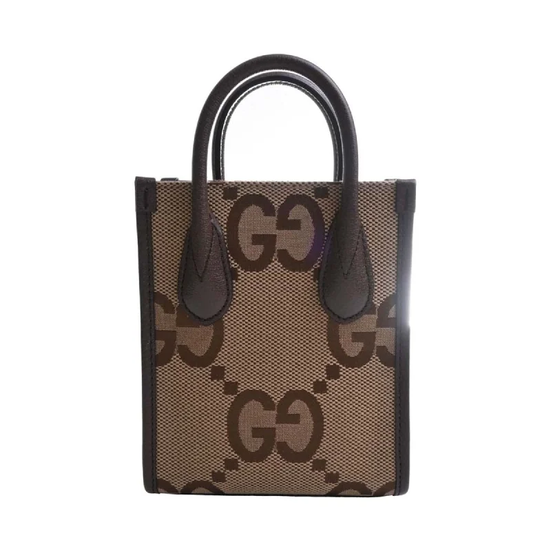 Gucci tote bags for women with a printed Gucci logoGUCCI Jumbo GG Canvas Leather Tote Bag Shoulder 699406 Beige/Brown Women's