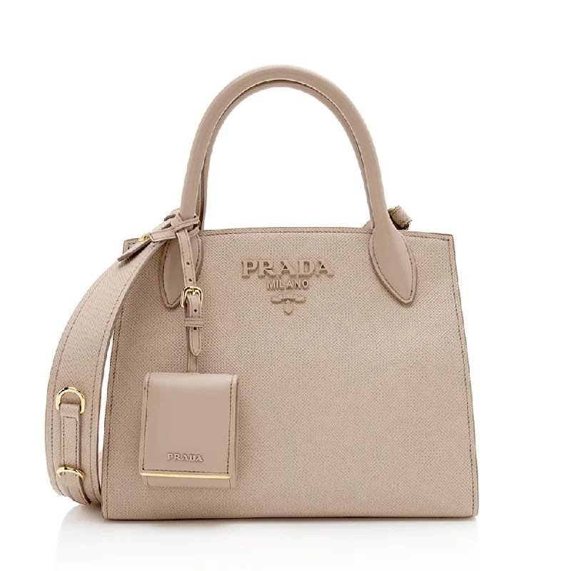 Prada Galleria bags with a structured silhouette for a professional lookPrada Saffiano Cuir Leather Monochrome Small Tote (SHF-11665)