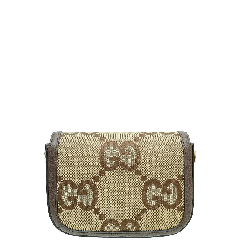 Women Gucci bags with a chain - link trim and a leather bodyGucci Bicolor Jumbo GG Horsebit 1955 Mini Shoulder Bag