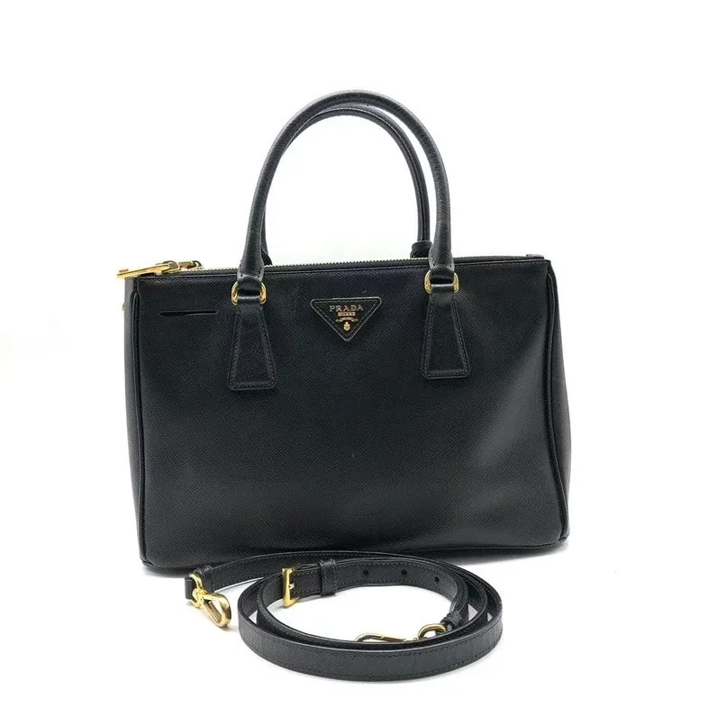 Prada bags with a back - zip pocket for storing valuables securelyPrada Galleria Black Saffiano Leather Two Way Bag