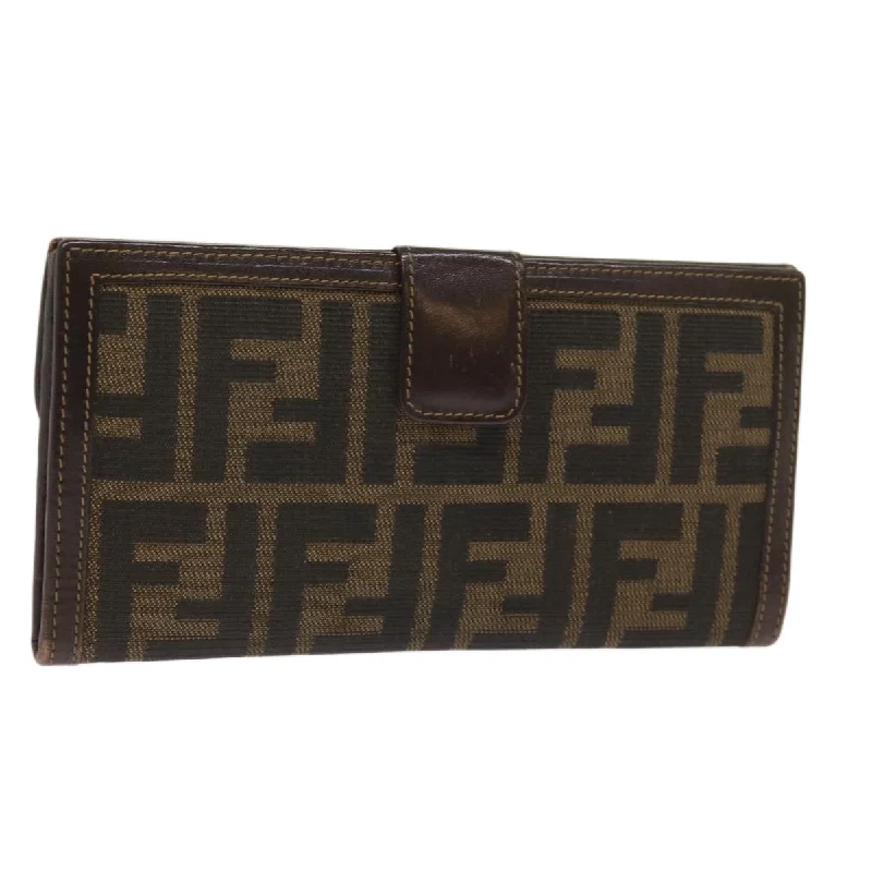 Fendi handbags with a biodegradable leather alternative for an eco - conscious choiceFENDI Zucca Canvas Long Wallet Black Brown  yk10582