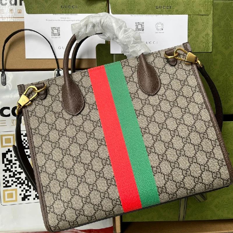 Women Gucci Sylvie bags with a monogram - embossed leatherGucci Tiger GG Medium Tote Bag