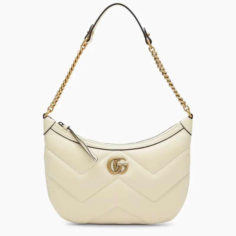 Women Gucci bags with a snap - button closure and a decorative charmGucci Gg Marmont Small Shoulder Bag White Women