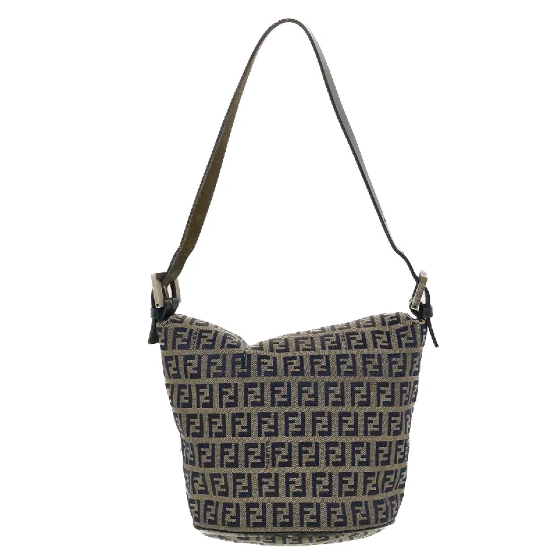 Fendi tote bags with a water - resistant lining for practicality during rainy daysFENDI Zucchino Canvas Shoulder Bag Navy 2321-26765-018 Auth 44300