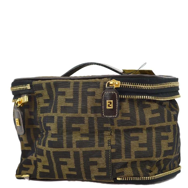 Fendi bags with a back - zip pocket for storing valuables securelyFendi Brown Zucca Vanity Handbag