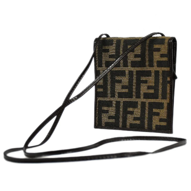 Fendi Baguette bags featuring the iconic FF logo plaque for a branded lookFENDI Zucca Shoulder Wallet Brown 66941