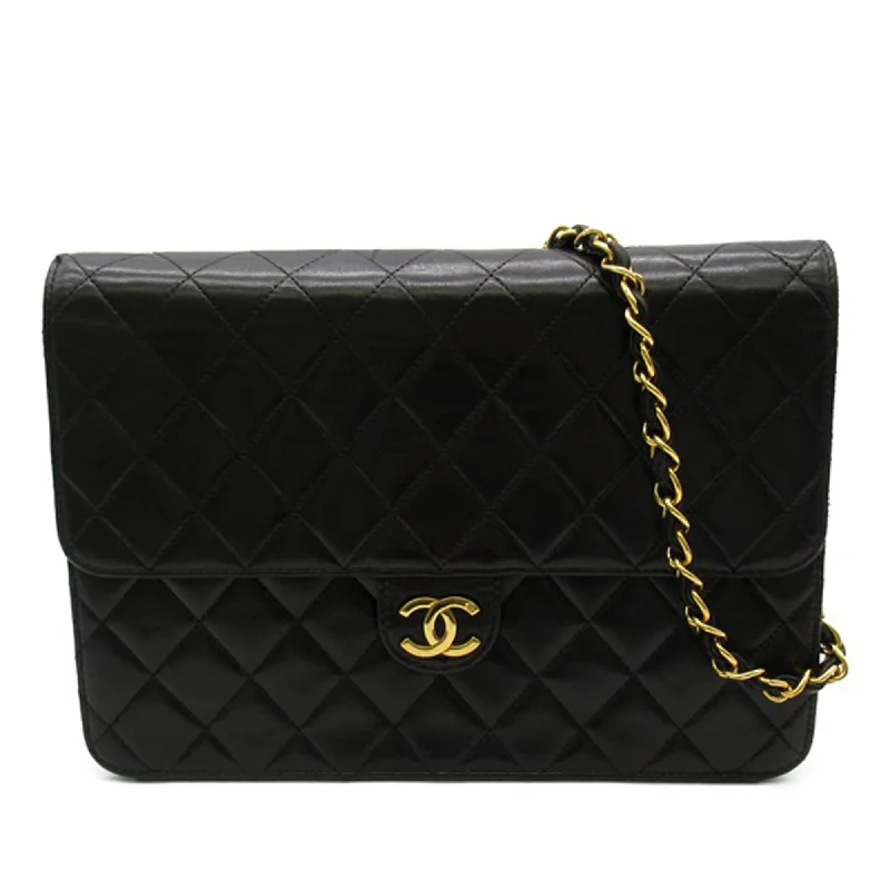 Chanel Handbag with Adjustable Strap for ComfortBlack Chanel CC Quilted Lambskin Single Flap Crossbody Bag